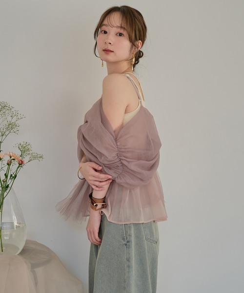 mideal(マイディール)の「2way tulle ribbon tops / 2wayチュールリボントップス(キャミソール・レディース・ピンク/ベージュ/ブルーグレー・FREE)」の17枚目の写真