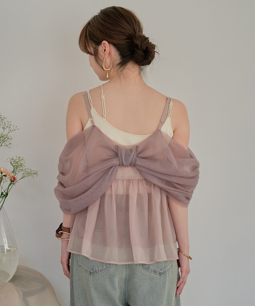 mideal(マイディール)の「2way tulle ribbon tops / 2wayチュールリボントップス(キャミソール・レディース・ピンク/ベージュ/ブルーグレー・FREE)」の18枚目の写真