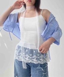 AS KNOW AS plus | カップ付きブラトップ レースペプラムキャミソール(キャミソール)