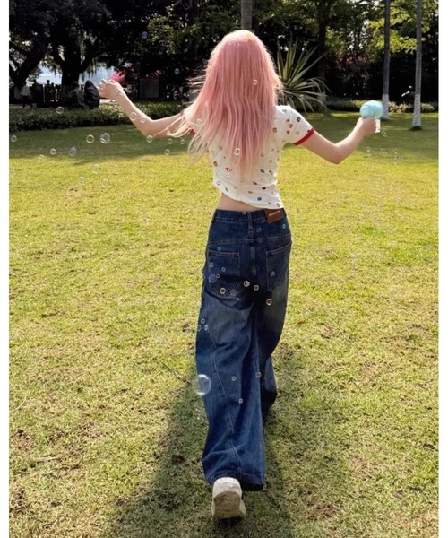 inst.ALL(インストール)の「フルーツプリント+ロゴ刺しゅうリンガーTシャツ(Tシャツ/カットソー・レディース・ホワイト・M)」の14枚目の写真