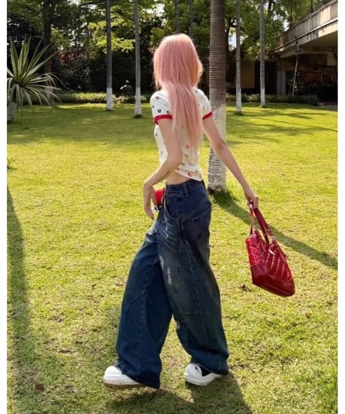 inst.ALL(インストール)の「フルーツプリント+ロゴ刺しゅうリンガーTシャツ(Tシャツ/カットソー・レディース・ホワイト・M)」の13枚目の写真