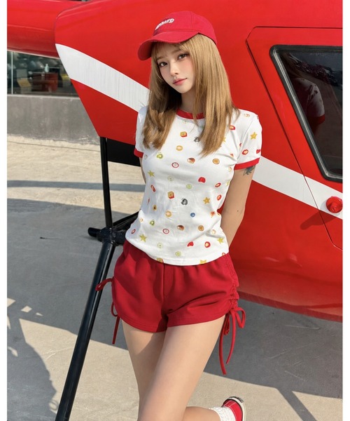 inst.ALL(インストール)の「フルーツプリント+ロゴ刺しゅうリンガーTシャツ(Tシャツ/カットソー・レディース・ホワイト・M)」の12枚目の写真