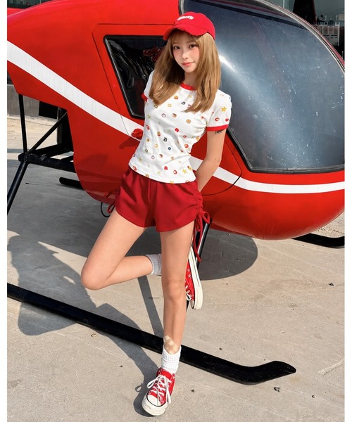 inst.ALL(インストール)の「フルーツプリント+ロゴ刺しゅうリンガーTシャツ(Tシャツ/カットソー・レディース・ホワイト・M)」の10枚目の写真