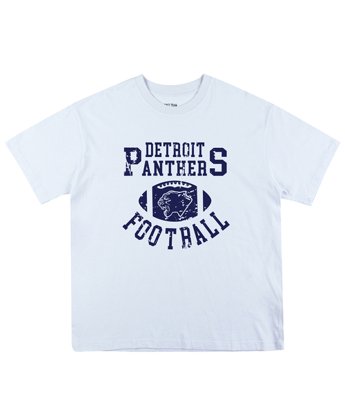 NAVYTEAM（ネイビーチーム）の「PANTHERS FOOTBALL 半袖Tシャツ(7色)（Tシャツ/カットソー・レディース・ブラック/ネイビー/ブラック×グレー/ホワイト×グリーン/イエロー×グレー/ホワイト×ネイビー/ホワイト×ブラック・SMALL/MEDIUM/LARGE/X-LARGE）」の4枚目の写真