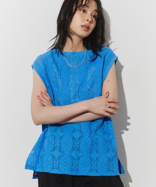 Unitage(ユニテージ)の「立体レースカットソー(Tシャツ/カットソー・レディース・ブラック/ブルー/グリーン・FREE)」の19枚目の写真