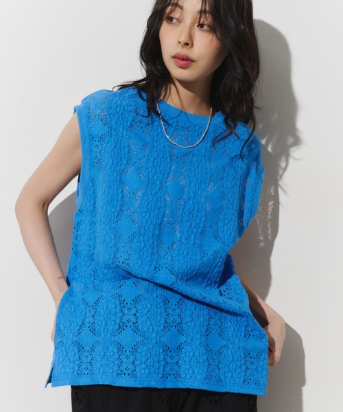 Unitage(ユニテージ)の「立体レースカットソー(Tシャツ/カットソー・レディース・ブラック/ブルー/グリーン・FREE)」の18枚目の写真