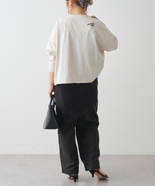 PUAL CE CIN(ピュアルセシン)の「【WEB限定カラーあり】インレイショートプルオーバー(Tシャツ/カットソー・レディース・モカ/ベージュ/ネイビー/ブラウン/オートミール・FREE)」の11枚目の写真