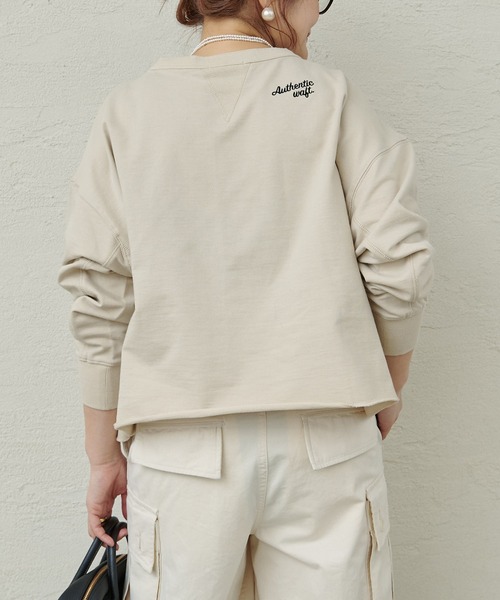 PUAL CE CIN(ピュアルセシン)の「【WEB限定カラーあり】インレイショートプルオーバー(Tシャツ/カットソー・レディース・モカ/ベージュ/ネイビー/ブラウン/オートミール・FREE)」の14枚目の写真