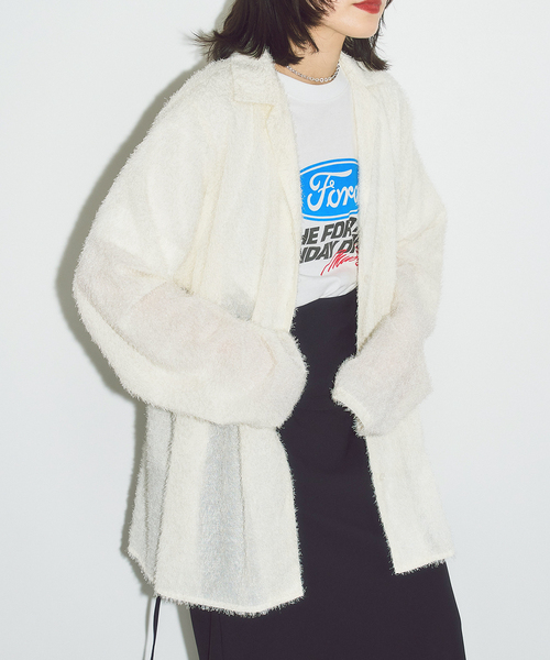 CITYSHOP(シティーショップ)の「FRINGE シャツ(シャツ/ブラウス・レディース・ホワイト/ブラック・FREE)」の2枚目の写真
