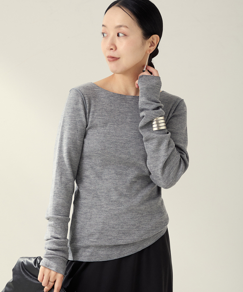 plage(プラージュ)の「《追加》super100s Jersey boat/N プルオーバー 2(Tシャツ/カットソー・レディース・グレー/ホワイト/ブラック・FREE)」の3枚目の写真
