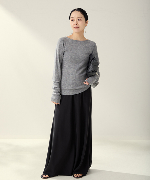plage(プラージュ)の「《追加》super100s Jersey boat/N プルオーバー 2(Tシャツ/カットソー・レディース・グレー/ホワイト/ブラック・FREE)」の7枚目の写真