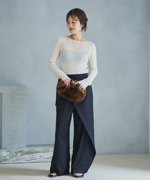 plage(プラージュ)の「《追加》super100s Jersey boat/N プルオーバー 2(Tシャツ/カットソー・レディース・グレー/ホワイト/ブラック・FREE)」の9枚目の写真