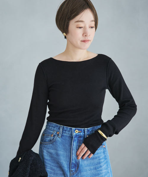 plage(プラージュ)の「《追加》super100s Jersey boat/N プルオーバー 2(Tシャツ/カットソー・レディース・グレー/ホワイト/ブラック・FREE)」の14枚目の写真