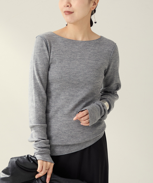 plage(プラージュ)の「《追加》super100s Jersey boat/N プルオーバー 2(Tシャツ/カットソー・レディース・グレー/ホワイト/ブラック・FREE)」の22枚目の写真