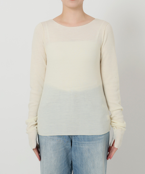 plage(プラージュ)の「《追加》super100s Jersey boat/N プルオーバー 2(Tシャツ/カットソー・レディース・グレー/ホワイト/ブラック・FREE)」の4枚目の写真