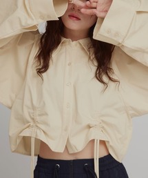 【W:Huku / スムースタッチコットン】シャーリング ブラウス / Smooth Touch Cotton Shirring Blouse