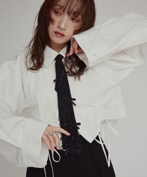 【W:Huku / スムースタッチコットン】シャーリング ブラウス / Smooth Touch Cotton Shirring Blouse
