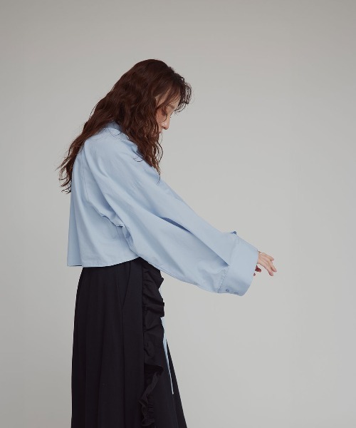 W:Huku(フーク)の「【W:Huku / スムースタッチコットン】シャーリング ブラウス / Smooth Touch Cotton Shirring Blouse(シャツ/ブラウス・レディース・ブラック/スカイブルー/ベージュ系その他/オフホワイト・FREE)」の13枚目の写真