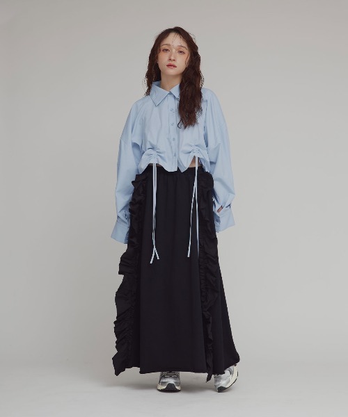 W:Huku(フーク)の「【W:Huku / スムースタッチコットン】シャーリング ブラウス / Smooth Touch Cotton Shirring Blouse(シャツ/ブラウス・レディース・ブラック/スカイブルー/ベージュ系その他/オフホワイト・FREE)」の18枚目の写真