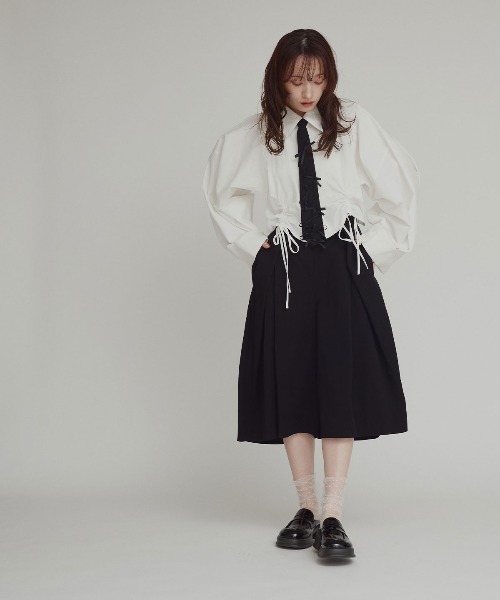 W:Huku(フーク)の「【W:Huku / スムースタッチコットン】シャーリング ブラウス / Smooth Touch Cotton Shirring Blouse(シャツ/ブラウス・レディース・ブラック/スカイブルー/ベージュ系その他/オフホワイト・FREE)」の19枚目の写真