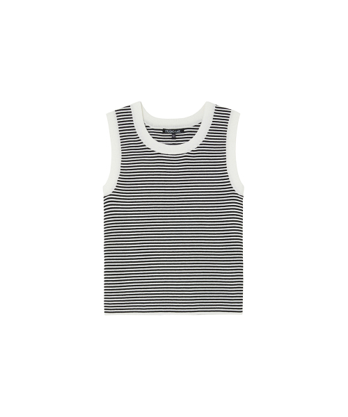 LAP(ラップ)の「ストライプスリムナシ AS7KH162(Tシャツ/カットソー・レディース・ブラック/アイボリー・FREE)」の4枚目の写真