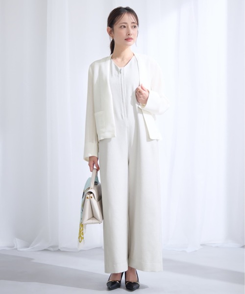 COHINA(コヒナ)の「フロントジップオールインワン 【低身長・小柄女性】(つなぎ/オールインワン・レディース・ベージュ/ネイビー/ライトベージュ・SHORT/REGULAR)」の4枚目の写真