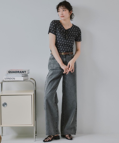 slattgir(スラットジール)の「高身長 シアードットクルーネック半袖プルオーバー(トールサイズ)Essenave(Tシャツ/カットソー・レディース・ブラック/グレー・TLL/T3L/TL/TM)」の19枚目の写真