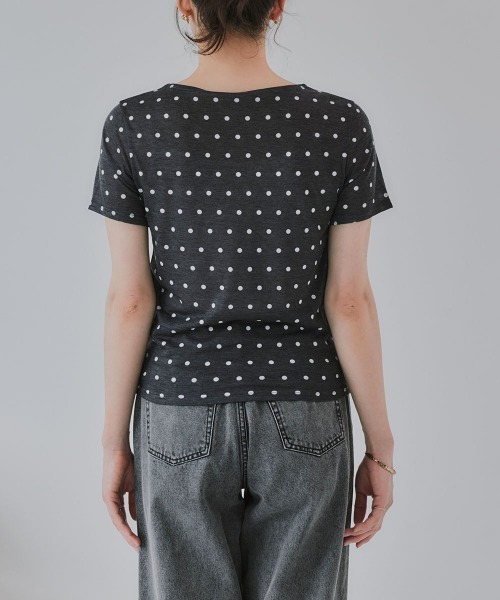slattgir(スラットジール)の「高身長 シアードットクルーネック半袖プルオーバー(トールサイズ)Essenave(Tシャツ/カットソー・レディース・ブラック/グレー・TLL/T3L/TL/TM)」の7枚目の写真