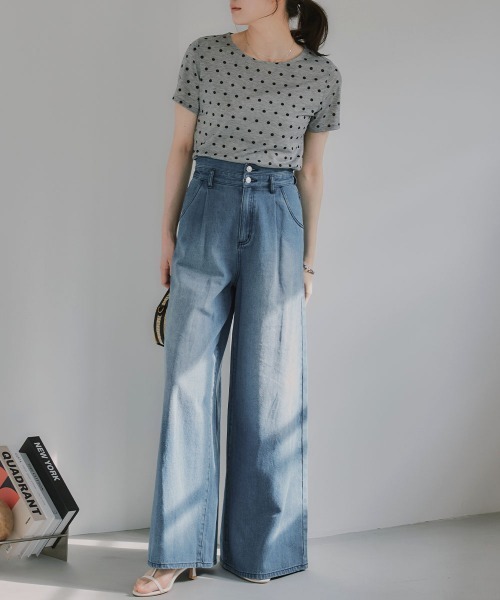 slattgir(スラットジール)の「高身長 シアードットクルーネック半袖プルオーバー(トールサイズ)Essenave(Tシャツ/カットソー・レディース・ブラック/グレー・TLL/T3L/TL/TM)」の12枚目の写真