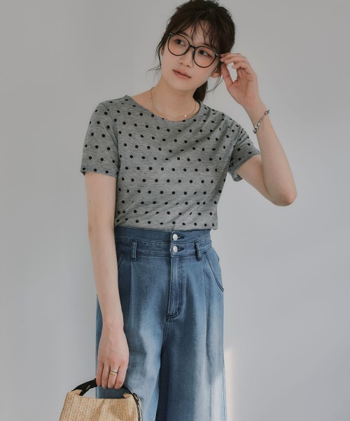 slattgir(スラットジール)の「高身長 シアードットクルーネック半袖プルオーバー(トールサイズ)Essenave(Tシャツ/カットソー・レディース・ブラック/グレー・TLL/T3L/TL/TM)」の13枚目の写真