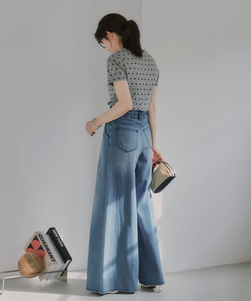 slattgir(スラットジール)の「高身長 シアードットクルーネック半袖プルオーバー(トールサイズ)Essenave(Tシャツ/カットソー・レディース・ブラック/グレー・TLL/T3L/TL/TM)」の14枚目の写真