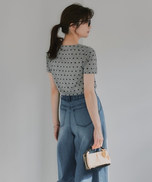 slattgir(スラットジール)の「高身長 シアードットクルーネック半袖プルオーバー(トールサイズ)Essenave(Tシャツ/カットソー・レディース・ブラック/グレー・TLL/T3L/TL/TM)」の15枚目の写真