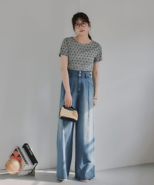 slattgir(スラットジール)の「高身長 シアードットクルーネック半袖プルオーバー(トールサイズ)Essenave(Tシャツ/カットソー・レディース・ブラック/グレー・TLL/T3L/TL/TM)」の17枚目の写真