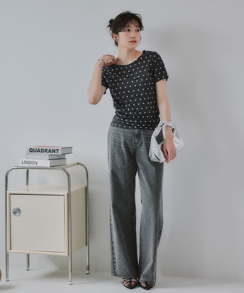 slattgir(スラットジール)の「高身長 シアードットクルーネック半袖プルオーバー(トールサイズ)Essenave(Tシャツ/カットソー・レディース・ブラック/グレー・TLL/T3L/TL/TM)」の20枚目の写真