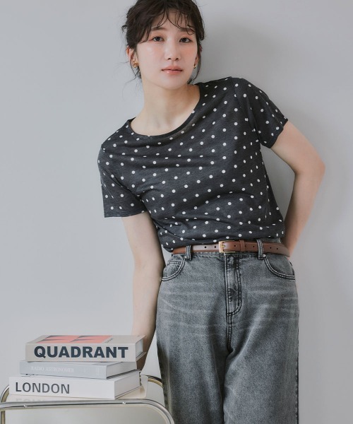 slattgir(スラットジール)の「高身長 シアードットクルーネック半袖プルオーバー(トールサイズ)Essenave(Tシャツ/カットソー・レディース・ブラック/グレー・TLL/T3L/TL/TM)」の4枚目の写真