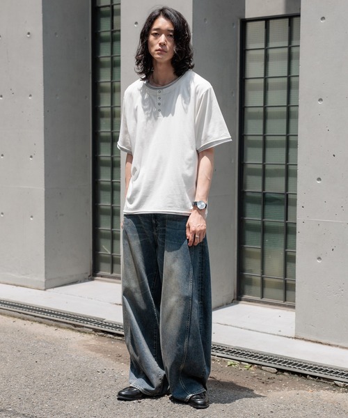 RAGEBLUE(レイジブルー)の「HENLEY NECK FAKE LAYERED T-SHIRTS/フェイクレイヤードヘンリーネックTシャツ(Tシャツ/カットソー・メンズ・グレー/ホワイト/ブラック・MEDIUM/LARGE)」の19枚目の写真