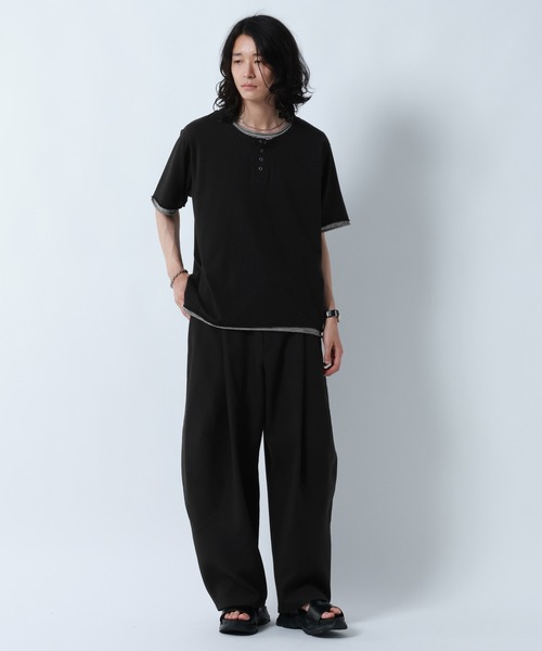 RAGEBLUE(レイジブルー)の「HENLEY NECK FAKE LAYERED T-SHIRTS/フェイクレイヤードヘンリーネックTシャツ(Tシャツ/カットソー・メンズ・グレー/ホワイト/ブラック・MEDIUM/LARGE)」の5枚目の写真