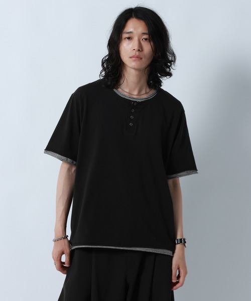 RAGEBLUE(レイジブルー)の「HENLEY NECK FAKE LAYERED T-SHIRTS/フェイクレイヤードヘンリーネックTシャツ(Tシャツ/カットソー・メンズ・グレー/ホワイト/ブラック・MEDIUM/LARGE)」の6枚目の写真