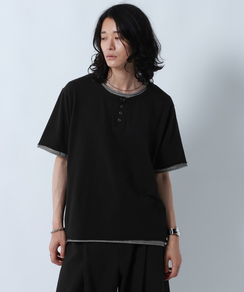 RAGEBLUE(レイジブルー)の「HENLEY NECK FAKE LAYERED T-SHIRTS/フェイクレイヤードヘンリーネックTシャツ(Tシャツ/カットソー・メンズ・グレー/ホワイト/ブラック・MEDIUM/LARGE)」の7枚目の写真