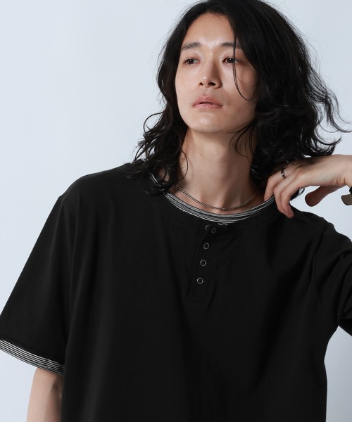 RAGEBLUE(レイジブルー)の「HENLEY NECK FAKE LAYERED T-SHIRTS/フェイクレイヤードヘンリーネックTシャツ(Tシャツ/カットソー・メンズ・グレー/ホワイト/ブラック・MEDIUM/LARGE)」の8枚目の写真