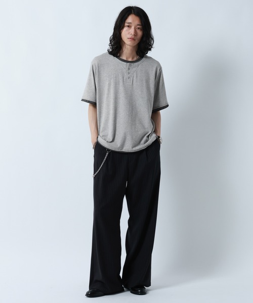 RAGEBLUE(レイジブルー)の「HENLEY NECK FAKE LAYERED T-SHIRTS/フェイクレイヤードヘンリーネックTシャツ(Tシャツ/カットソー・メンズ・グレー/ホワイト/ブラック・MEDIUM/LARGE)」の14枚目の写真