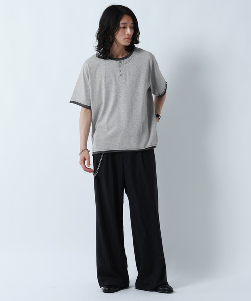 RAGEBLUE(レイジブルー)の「HENLEY NECK FAKE LAYERED T-SHIRTS/フェイクレイヤードヘンリーネックTシャツ(Tシャツ/カットソー・メンズ・グレー/ホワイト/ブラック・MEDIUM/LARGE)」の15枚目の写真