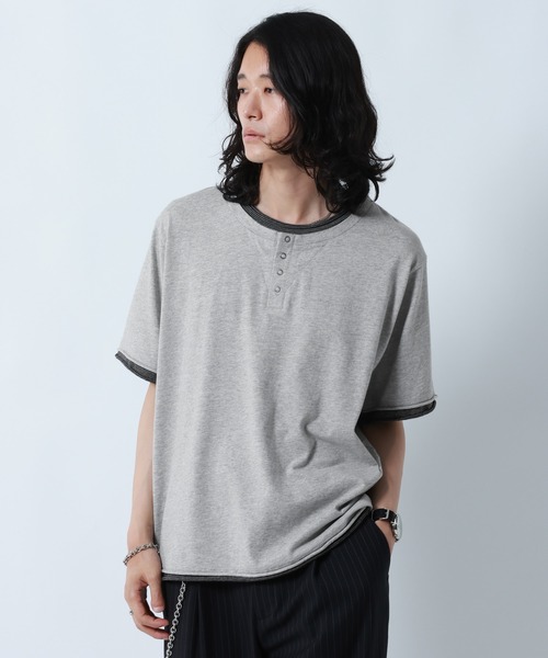 RAGEBLUE(レイジブルー)の「HENLEY NECK FAKE LAYERED T-SHIRTS/フェイクレイヤードヘンリーネックTシャツ(Tシャツ/カットソー・メンズ・グレー/ホワイト/ブラック・MEDIUM/LARGE)」の16枚目の写真