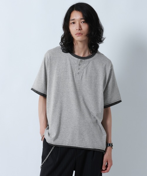 RAGEBLUE(レイジブルー)の「HENLEY NECK FAKE LAYERED T-SHIRTS/フェイクレイヤードヘンリーネックTシャツ(Tシャツ/カットソー・メンズ・グレー/ホワイト/ブラック・MEDIUM/LARGE)」の17枚目の写真