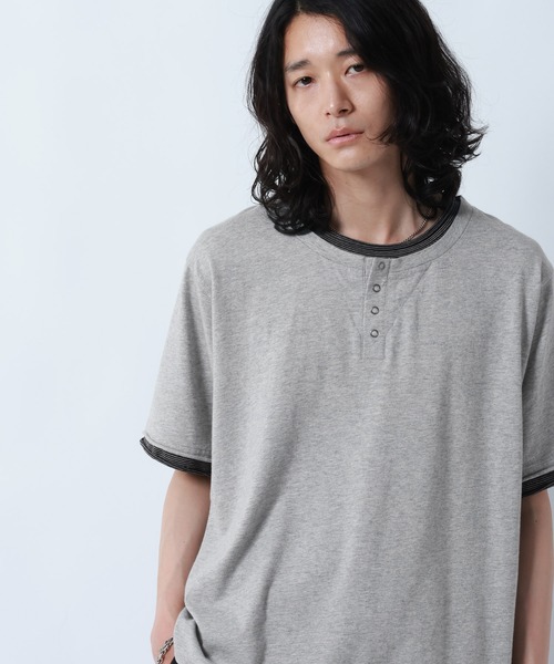 RAGEBLUE(レイジブルー)の「HENLEY NECK FAKE LAYERED T-SHIRTS/フェイクレイヤードヘンリーネックTシャツ(Tシャツ/カットソー・メンズ・グレー/ホワイト/ブラック・MEDIUM/LARGE)」の18枚目の写真