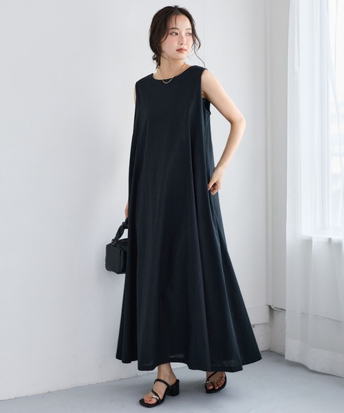 mysty woman(ミスティウーマン)の「バックレースアップAラインワンピース 1046898(ワンピース・レディース・カーキ/ブラック/ベージュ・FREE)」の5枚目の写真