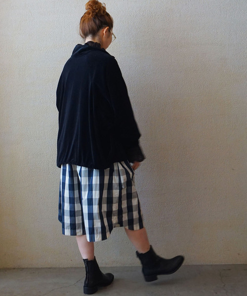 JOURNAL STANDARD LUXE(ジャーナルスタンダード ラックス)の「タフタチェックギャザーハーフパンツ(その他パンツ・レディース・ブラック系その他・FREE)」の3枚目の写真