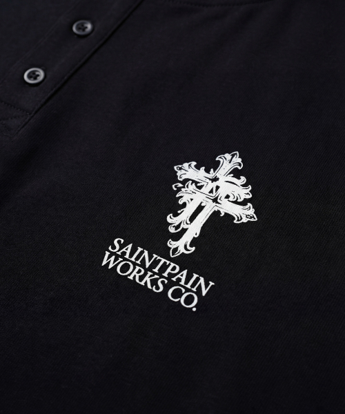 SAINTPAIN(セイントペイン)の「SP ダブルクロスヘビーウェイトヘンリーネック半袖Tシャツブラック(Tシャツ/カットソー・レディース・その他・LARGE)」の3枚目の写真