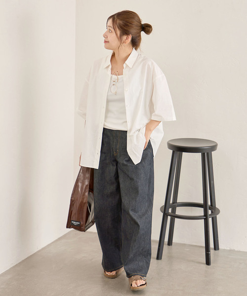 JOURNAL STANDARD(ジャーナルスタンダード)の「【oaedit】リンクルタイプライター ハーフスリーブシャツ(シャツ/ブラウス・レディース・ライトブルー/ホワイト・FREE)」の5枚目の写真