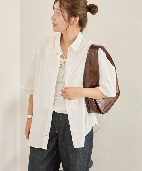 JOURNAL STANDARD(ジャーナルスタンダード)の「【oaedit】リンクルタイプライター ハーフスリーブシャツ(シャツ/ブラウス・レディース・ライトブルー/ホワイト・FREE)」の8枚目の写真
